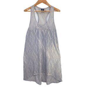 George Two-Tone Grey Tie Dye Lace Tank - Flowy A-Line Boho Top - Size Small